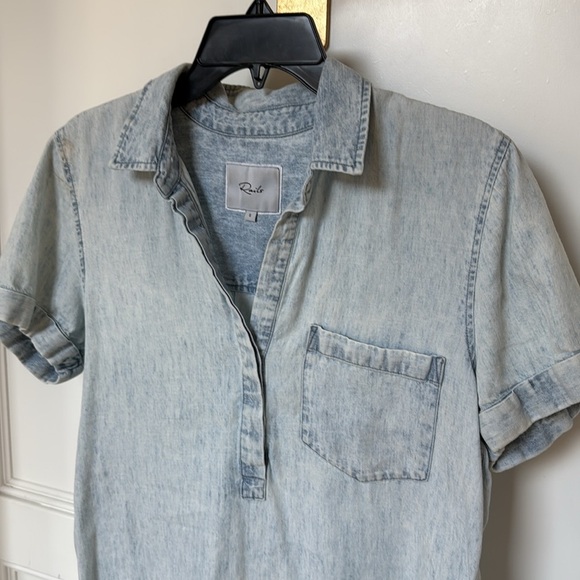 Rails Valerie Dress Light Vintage Denim Tencel Mini Dress Size Small - Picture 7 of 14